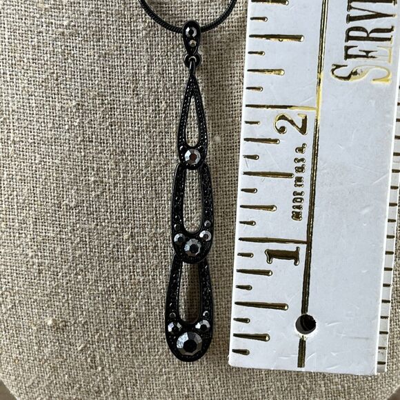 Lia Sophia Estate Necklace Black Tone Stones & Matching Post Earrings - Picture 8 of 16